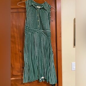 11 1 Tylho (Anthropologie) green polka dot dress, size small, lined, pockets